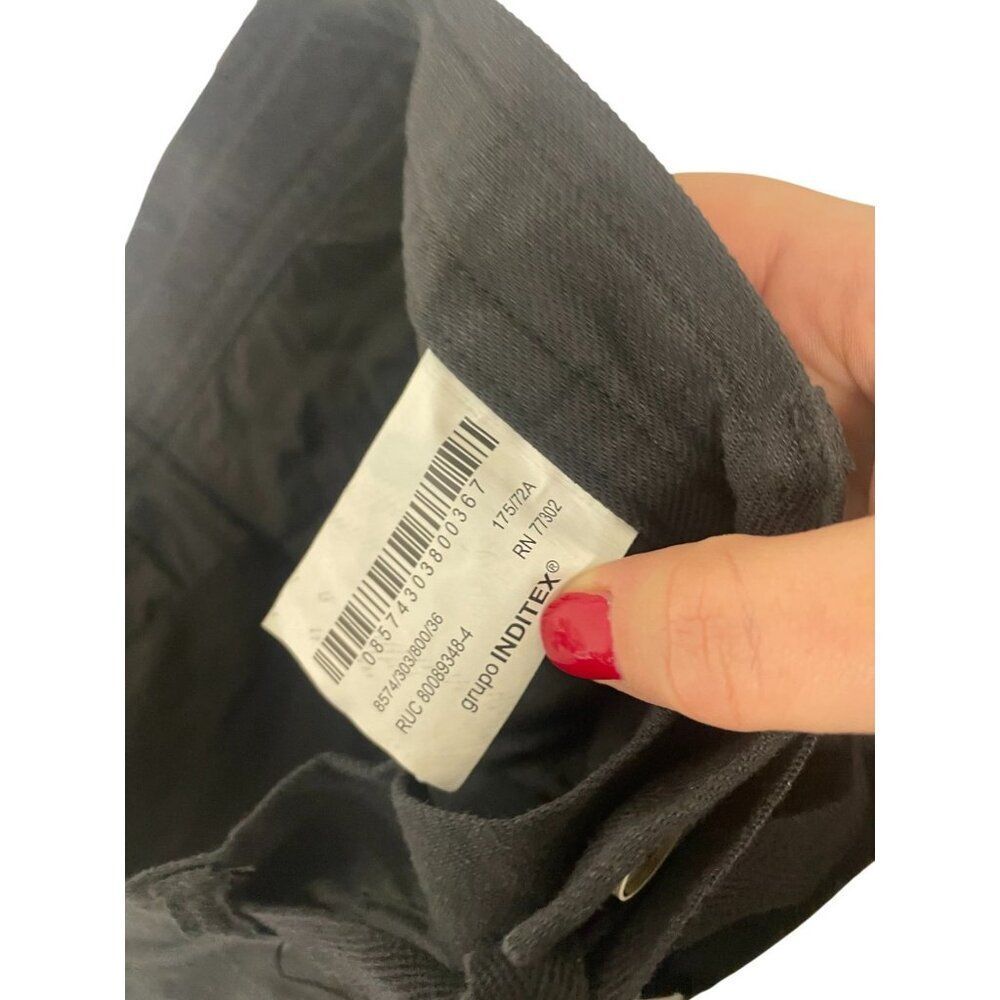 Zara Mens Pants EU 36 US 29 Black Straight Cotton Linen Trousers 8574/303 NWT - Picture 7 of 12